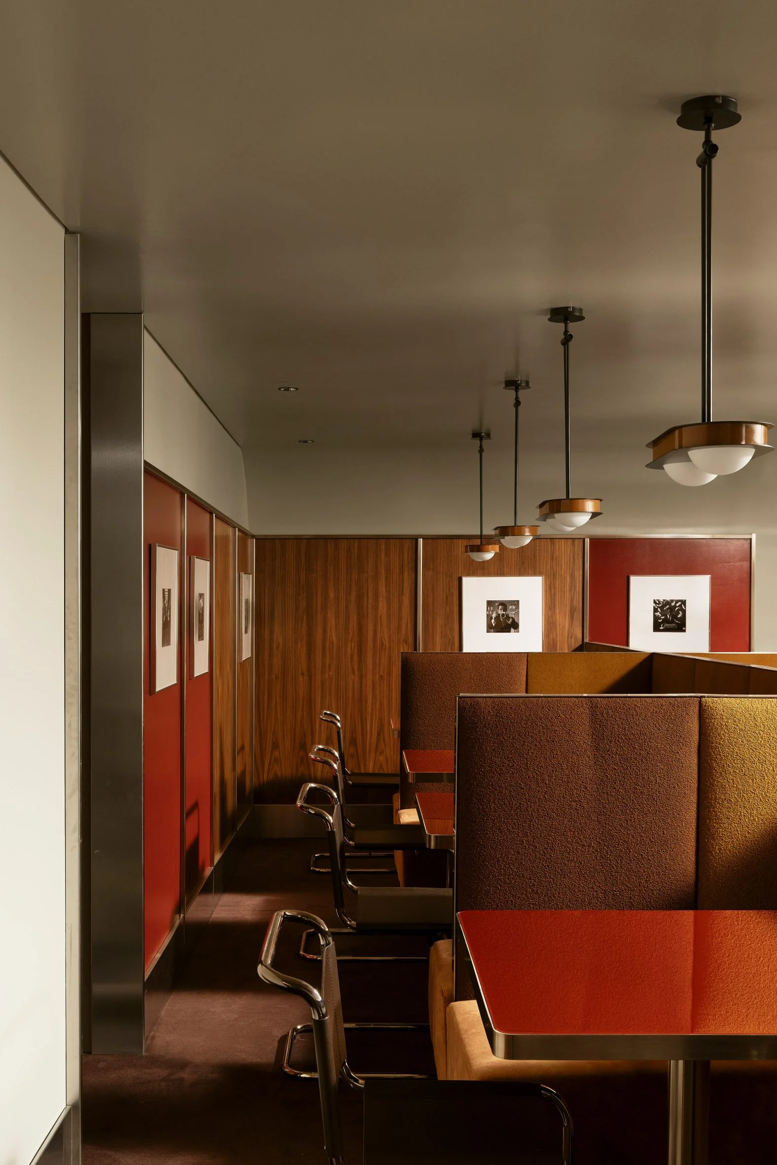 Bar with office cubicle-like seating area