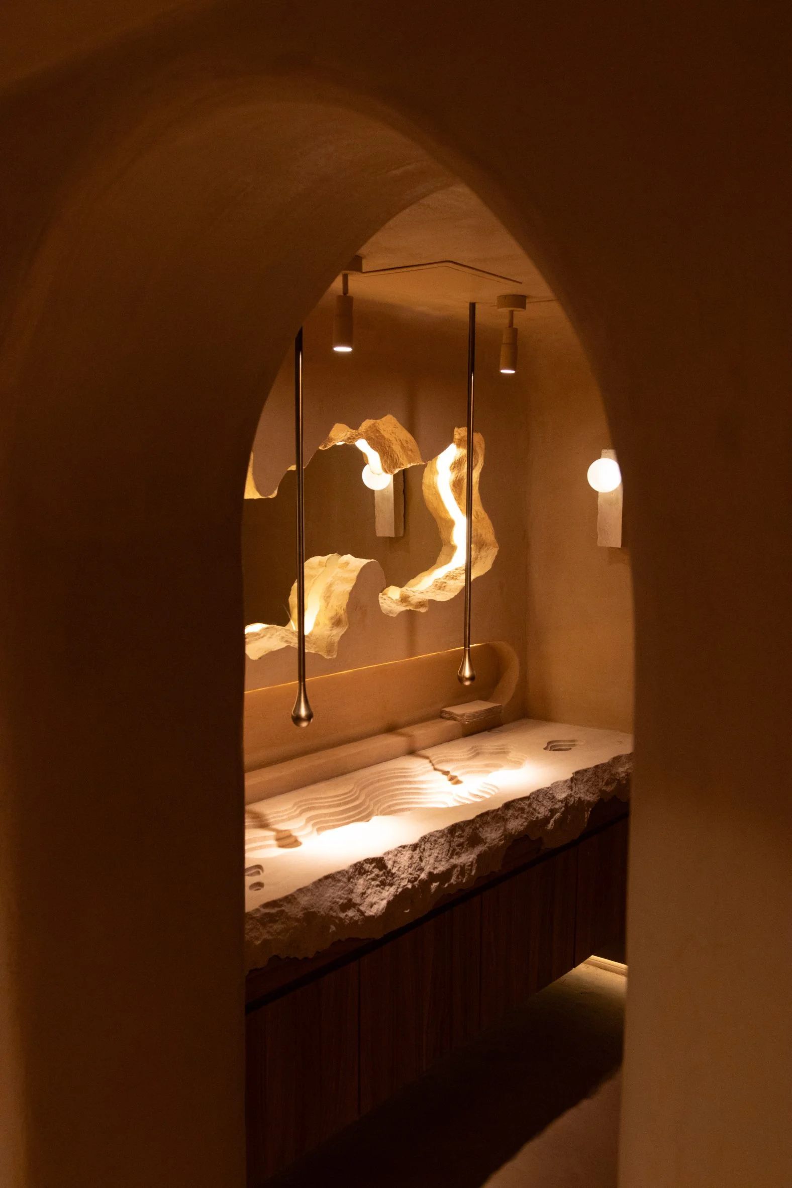 Bathroom featuring unique design elements