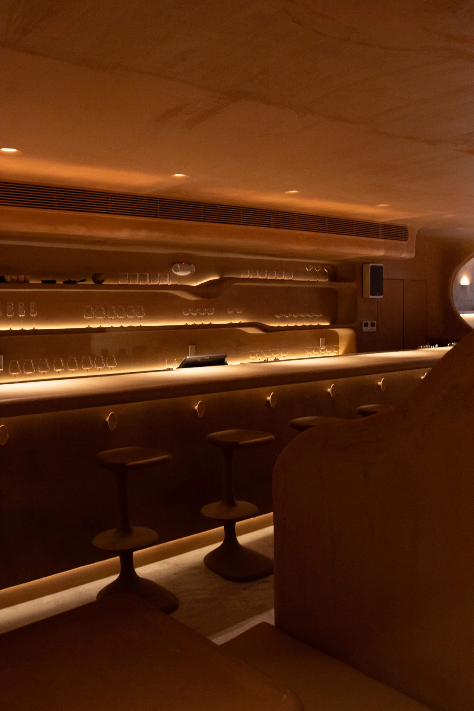 Interior showcasing free-form shapes